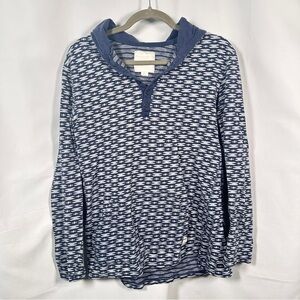 Modern Amusement Men’s Henley Hoodie — Blue Gray Pullover (M) — Streetwear
